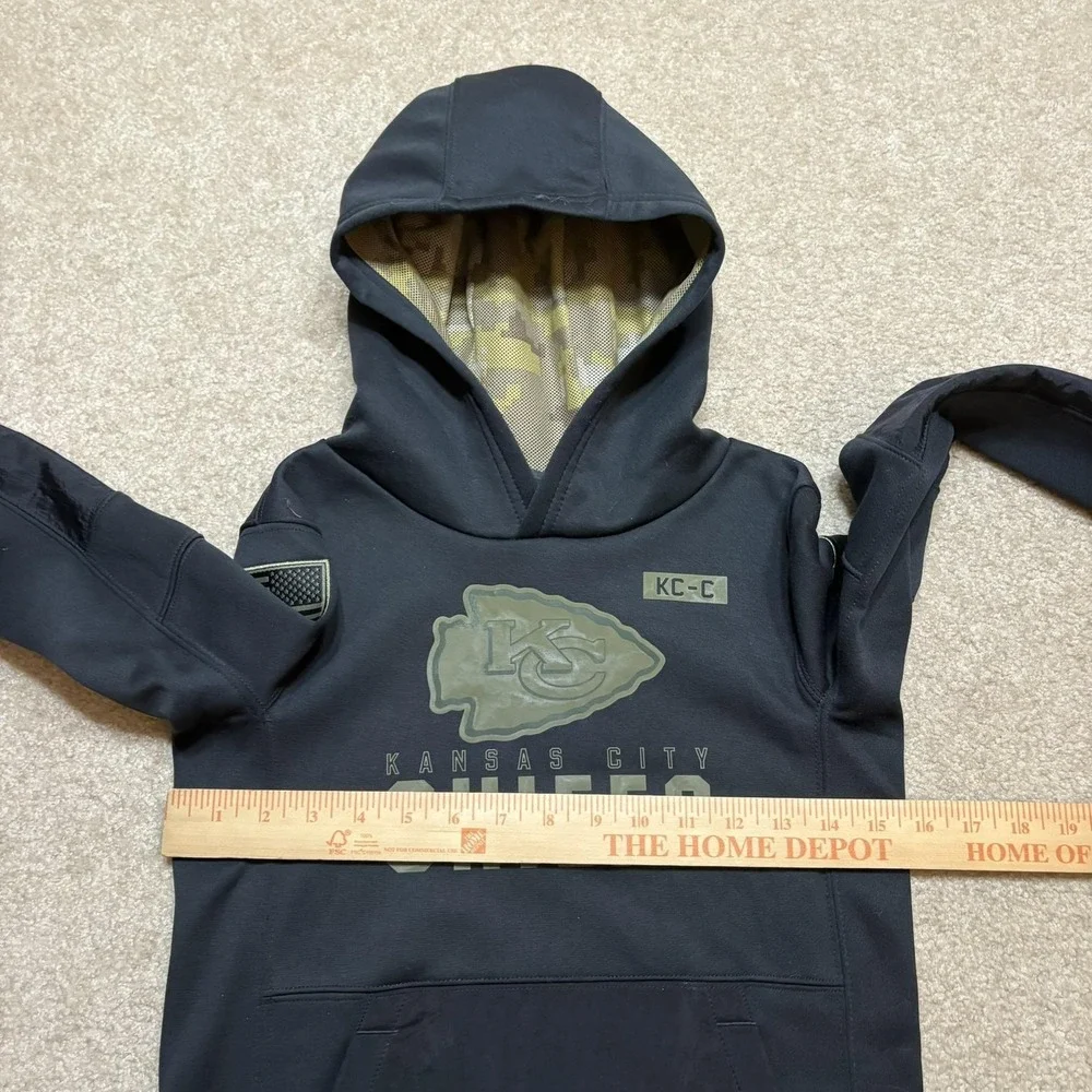 Kansas City Chiefs Hoodie Sweatshirt Boys Small Black NFL Nike Salute to Service